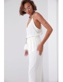 Set de vara pantaloni palazzo si top crem 01016 - Magazin online - Boutique